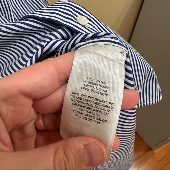 NWT Polo Ralph Lauren Blue White Striped Cotton Long Sleeve Mini Dress 6 - Picture 10 of 14